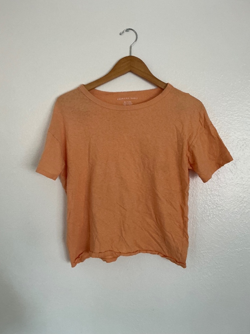 American Eagle Orange Basic Crewneck T-Shirt XS